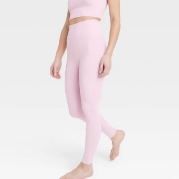 NEW All in Motion Women's Ultra High-Rise Rib Leggings - Light Pink, Size XS - Picture 2 of 3
